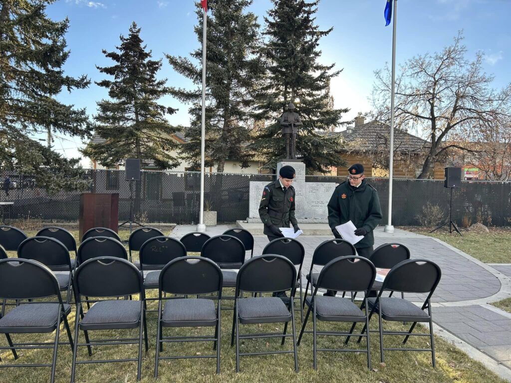 Cochrane Legion Remembrance Day 2023 setting chairs
